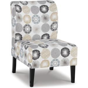 Signature Design by Ashley Triptis Floral Armless Accent Chair, White, Blue & Gray(White Sunburst)