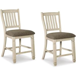 Signature Design by Ashley Tyler Creek Farmhouse 24.38″ Counter Height Upholstered Barstool, Set of 2, Almost Black(White)