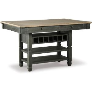 Signature Design by Ashley Tyler Creek Farmhouse 36″Counter Height Dining Table with Wine Rack, Amost Black(Almost Black)