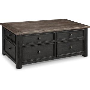 Signature Design by Ashley Tyler Creek Rustic Farmhouse Lift Top Coffee Table with Drawers, Brown & Black(Black)