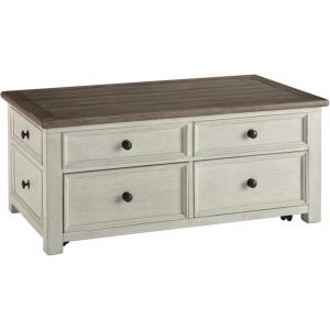 Signature Design by Ashley Tyler Creek Rustic Farmhouse Lift Top Coffee Table with Drawers, Brown & Black(White)