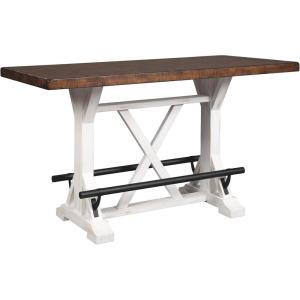 Signature Design by Ashley Valebeck Farmhouse Rectangular Extension Dining Table, Fits up to 8, White & Brown(Counter)