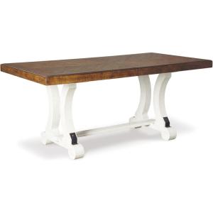 Signature Design by Ashley Valebeck Farmhouse Rectangular Extension Dining Table, Fits up to 8, White & Brown(Standard)