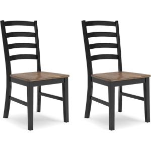 Signature Design by Ashley Wildenauer Rustic Armless Dining Chair, Set of 2, Black & Light Brown