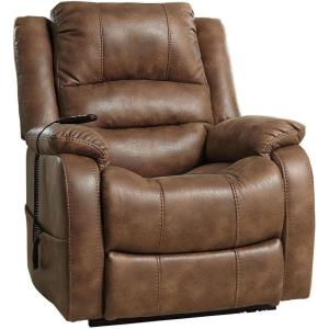 Signature Design by Ashley Yandel Faux Leather Electric Power Lift Recliner for Elderly, Brown(Saddle Brown)