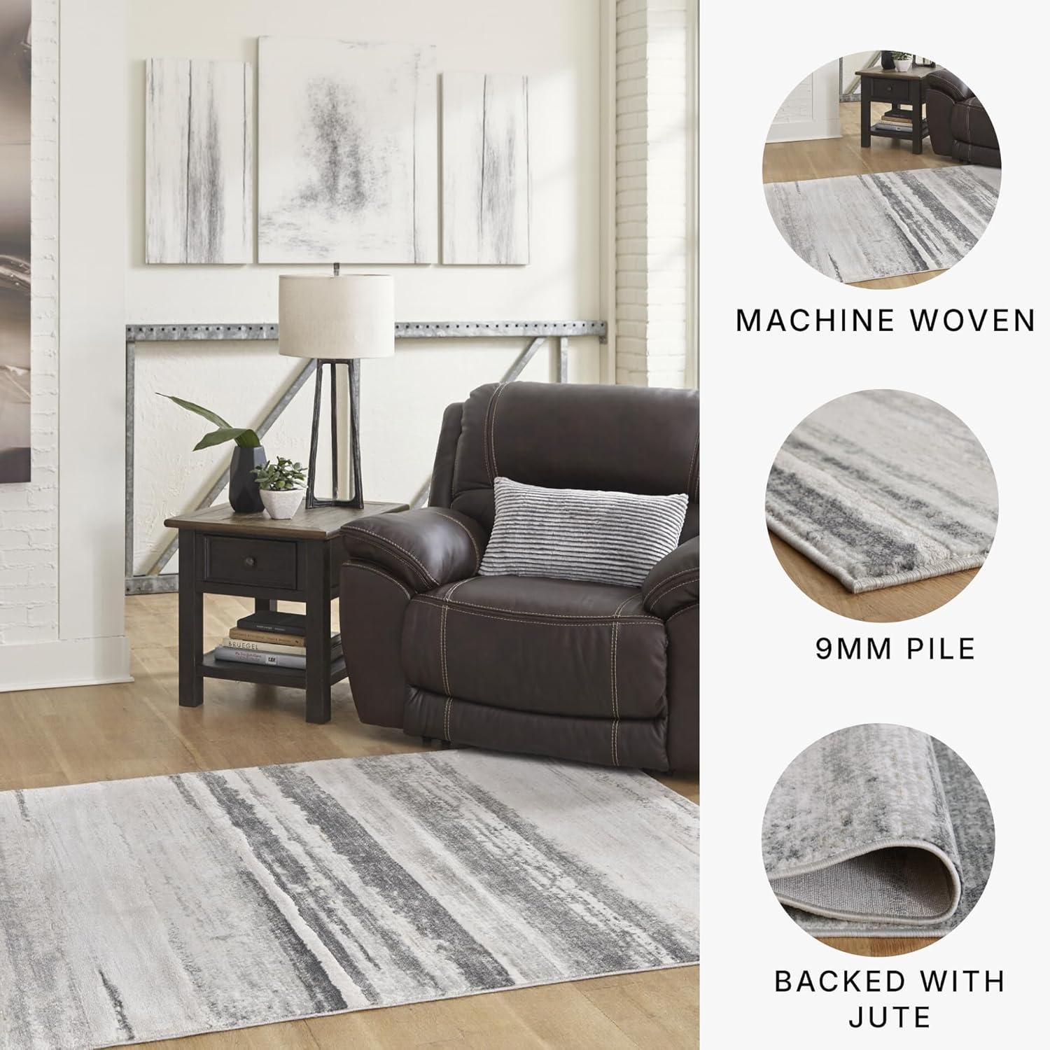 imageSignature Design by Ashley Abanett Contemporary 8 x 10 Medium Pile Abstract Design Rug Cream Gold ampamp Gray53 x 73 Rectangular