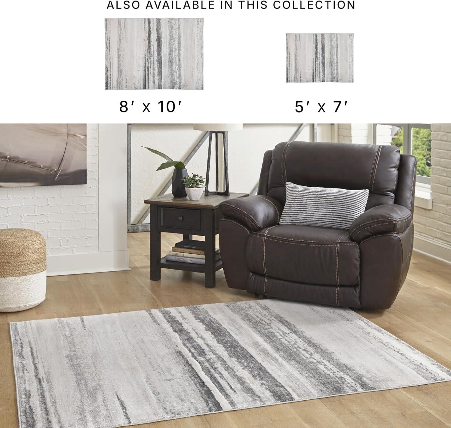 imageSignature Design by Ashley Abanett Contemporary 8 x 10 Medium Pile Abstract Design Rug Cream Gold ampamp Gray53 x 73 Rectangular