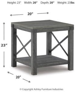 imageSignature Design by Ashley Aldwin Farmhouse Square End Table with Crossbuk Details Light BrownDark Gray