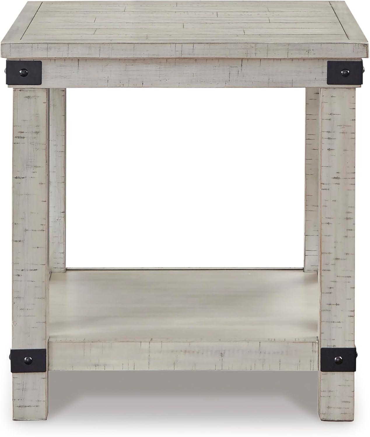 imageSignature Design by Ashley Aldwin Farmhouse Square End Table with Crossbuk Details Light BrownWhitewash