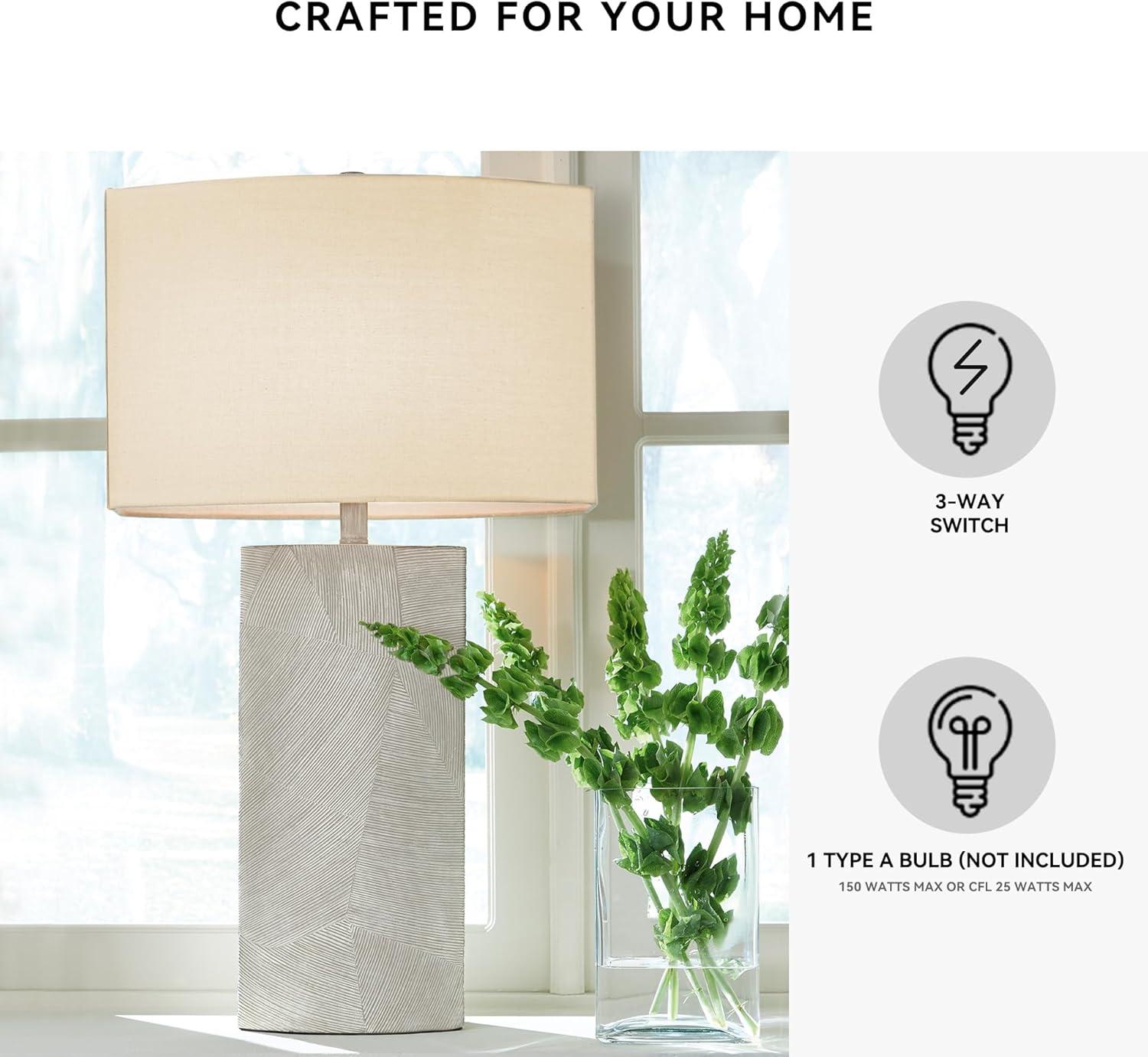 imageSignature Design by Ashley Bradard 30quot Contemporary Ceramic Detailed Table Lamp Ivory Whitewash