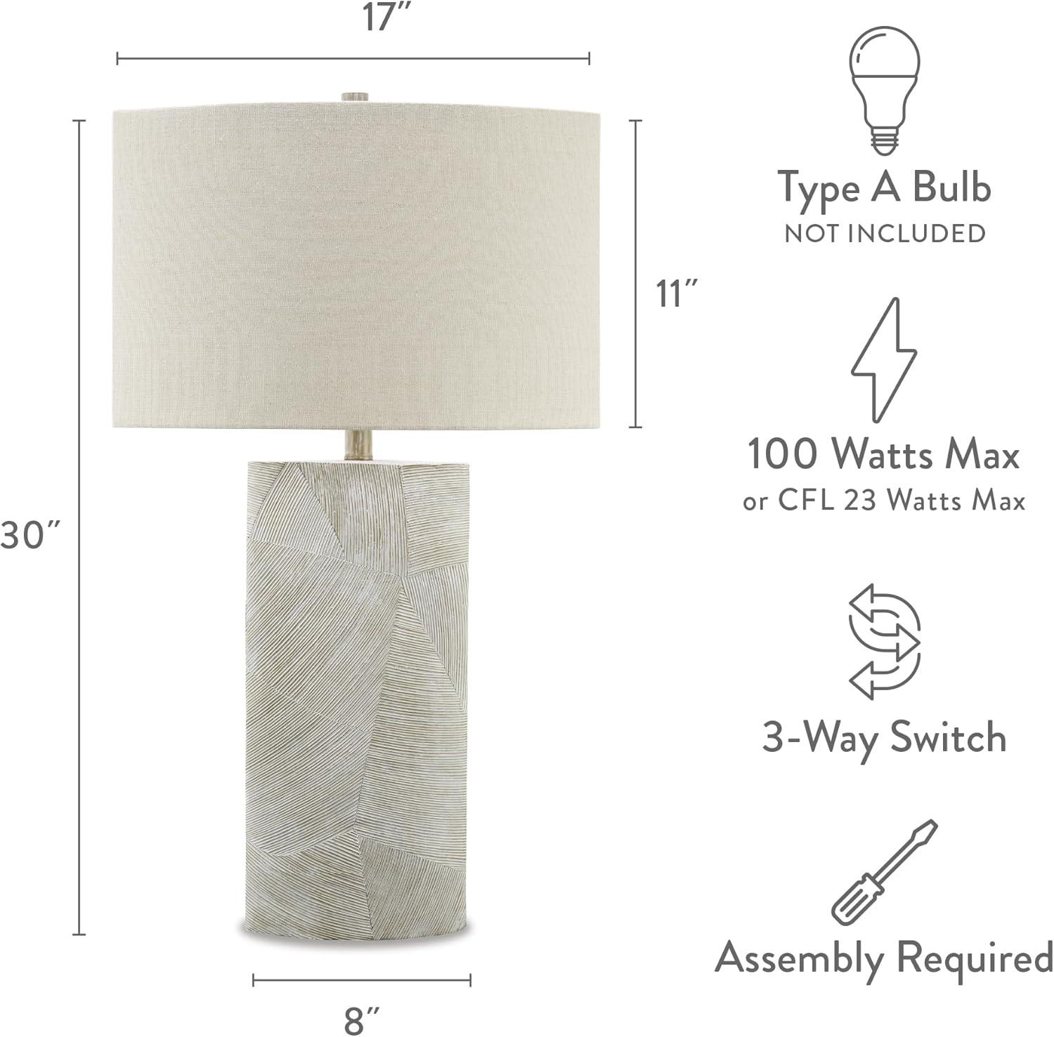 imageSignature Design by Ashley Bradard 30quot Contemporary Ceramic Detailed Table Lamp Ivory Whitewash