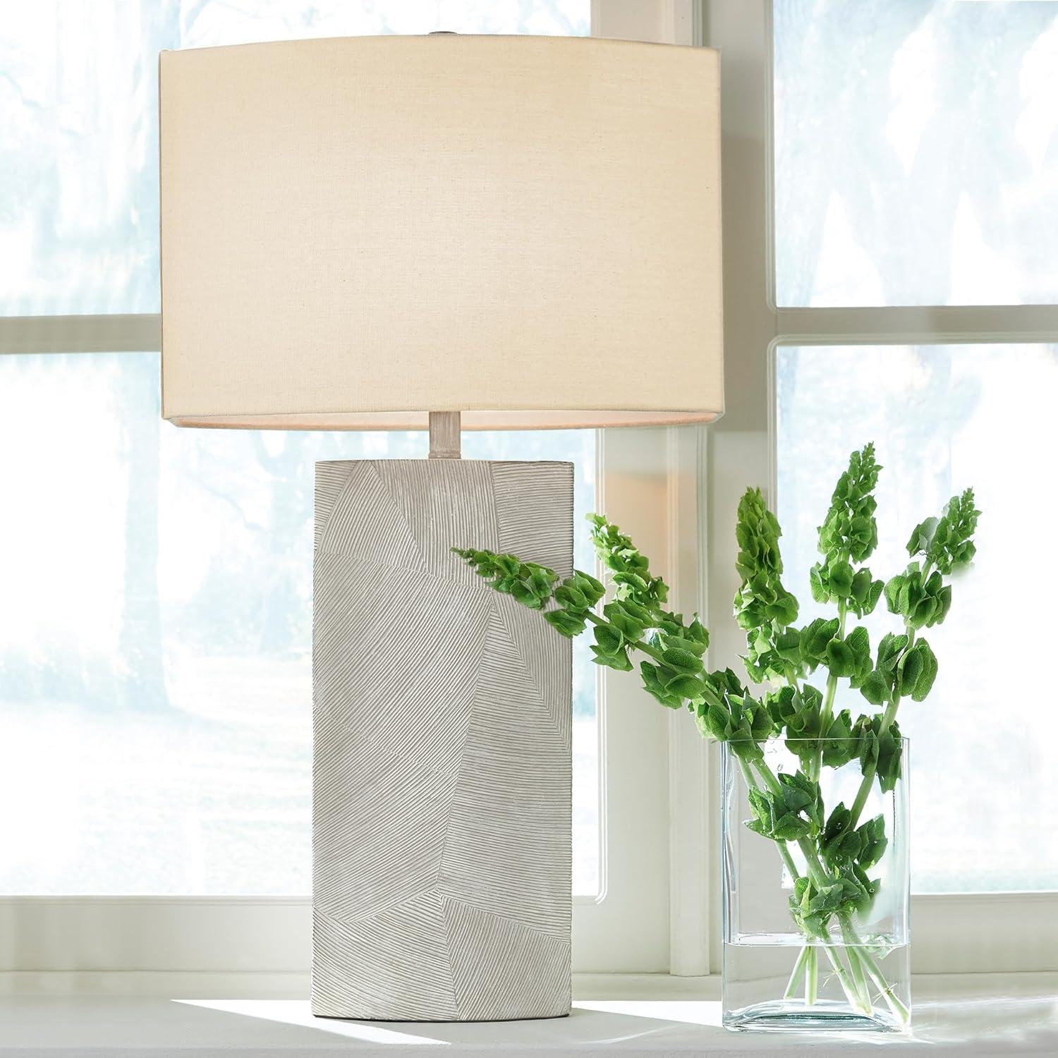 imageSignature Design by Ashley Bradard 30quot Contemporary Ceramic Detailed Table Lamp Ivory Whitewash