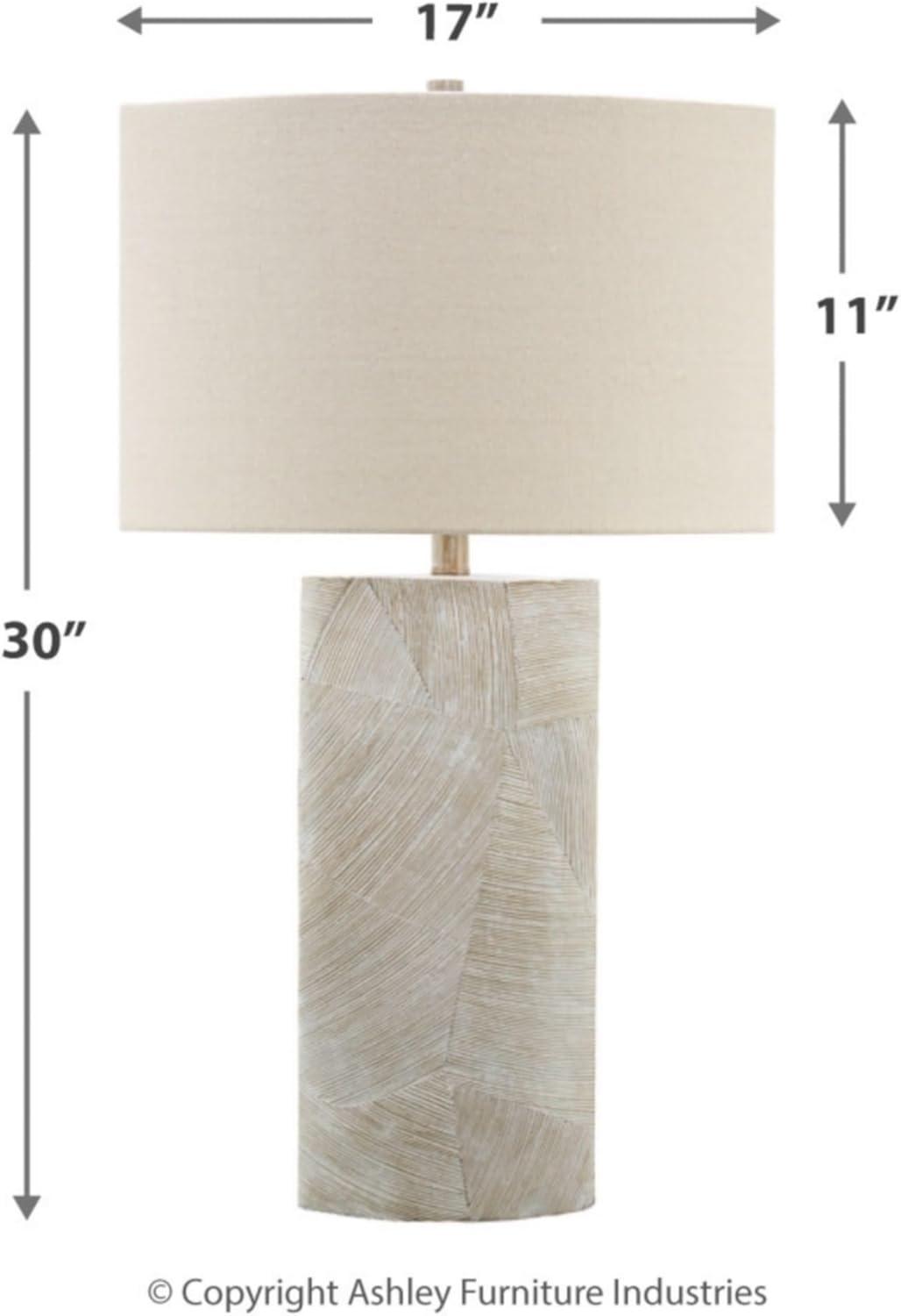imageSignature Design by Ashley Bradard 30quot Contemporary Ceramic Detailed Table Lamp Ivory Whitewash
