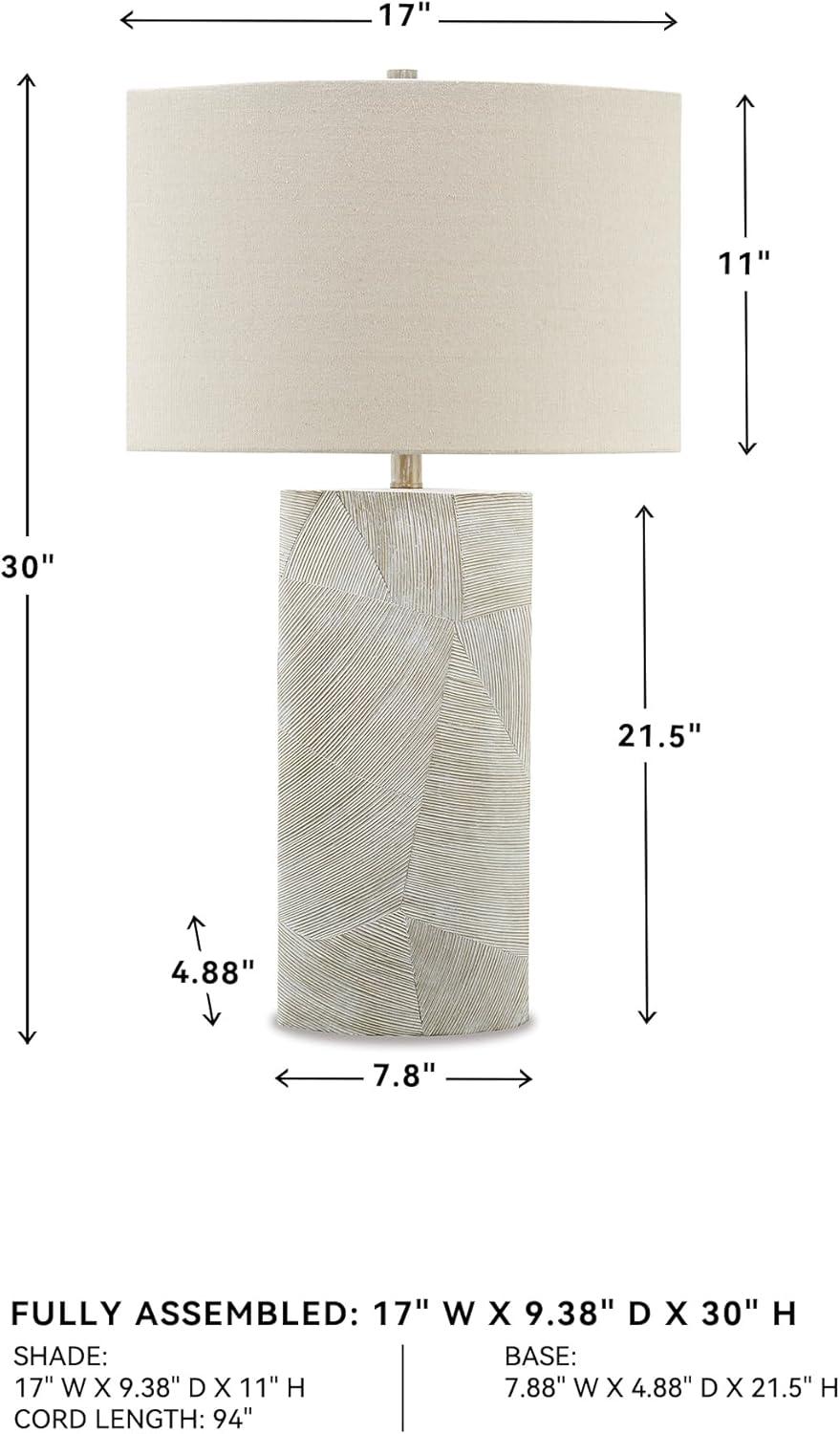 imageSignature Design by Ashley Bradard 30quot Contemporary Ceramic Detailed Table Lamp Ivory Whitewash
