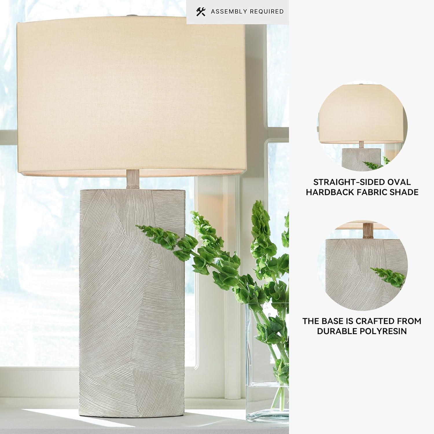 imageSignature Design by Ashley Bradard 30quot Contemporary Ceramic Detailed Table Lamp Ivory Whitewash