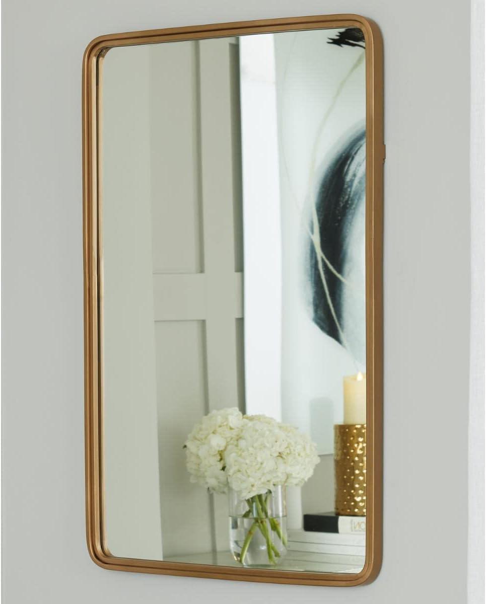 imageSignature Design by Ashley Brocky 24quot Contemporary Rectangular Wall Mounted Accent Mirror WhiteGold