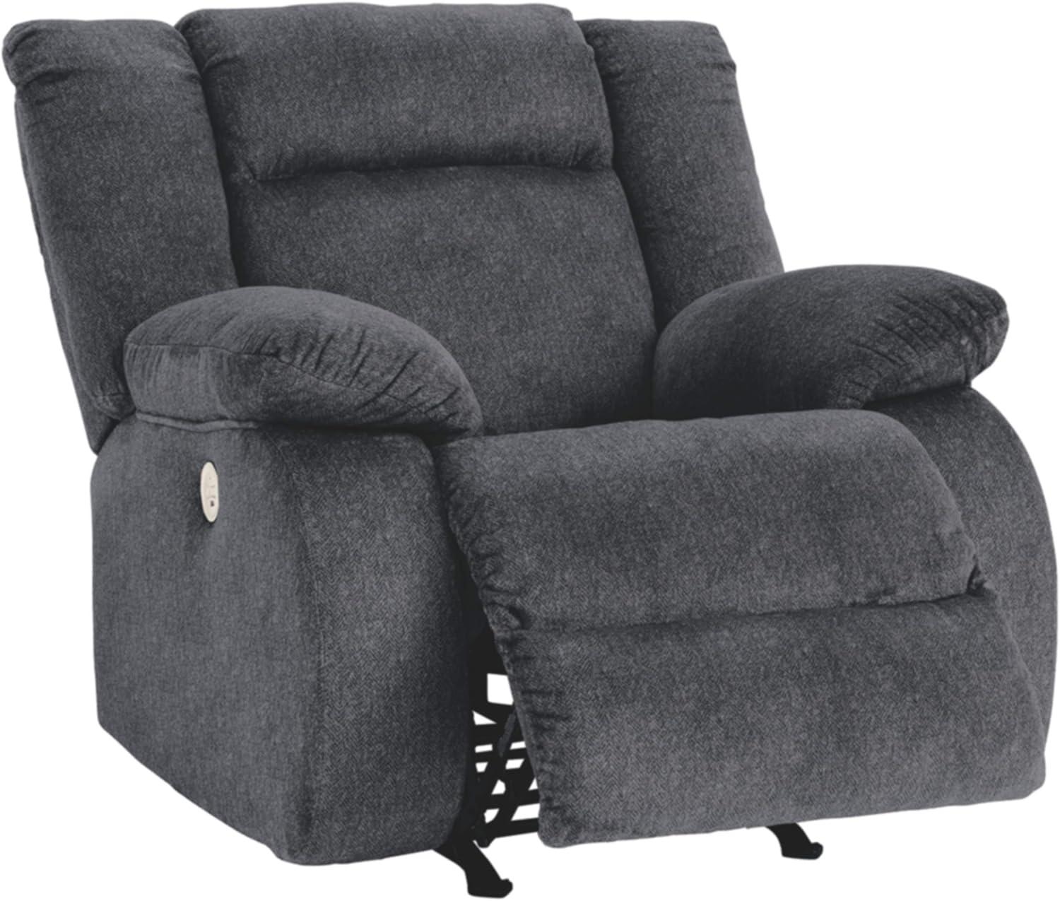 imageSignature Design by Ashley Burkner Adjustable Power Rocker Recliner with USB Charging GrayDark GrayBlue