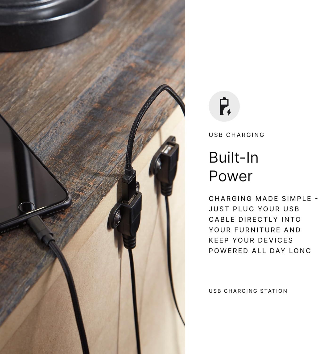 imageSignature Design by Ashley Burkner Adjustable Power Rocker Recliner with USB Charging GrayDark GrayBlue