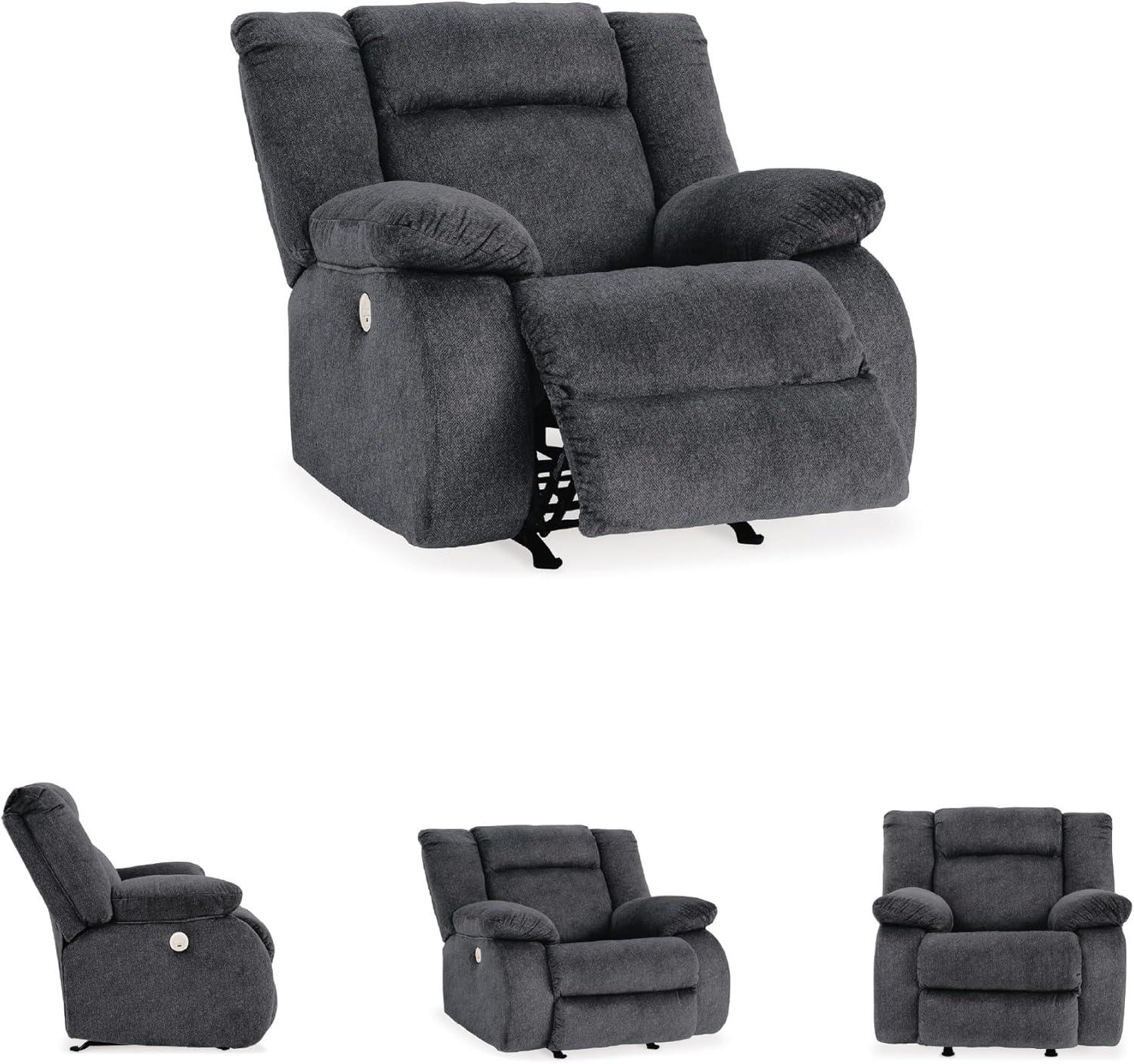 imageSignature Design by Ashley Burkner Adjustable Power Rocker Recliner with USB Charging GrayDark GrayBlue