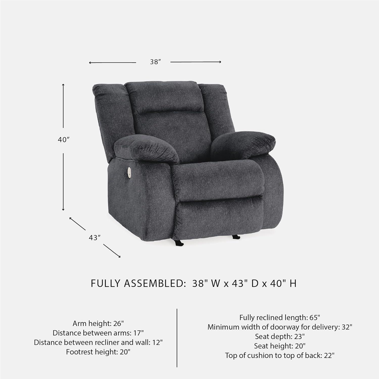 imageSignature Design by Ashley Burkner Adjustable Power Rocker Recliner with USB Charging GrayDark GrayBlue