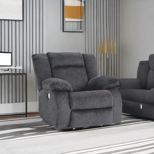 imageSignature Design by Ashley Burkner Adjustable Power Rocker Recliner with USB Charging GrayDark GrayBlue