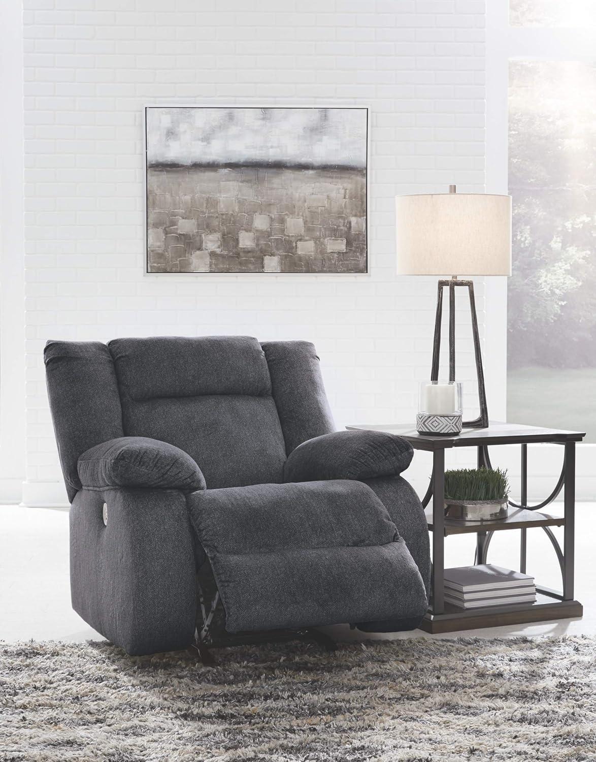 imageSignature Design by Ashley Burkner Adjustable Power Rocker Recliner with USB Charging GrayDark GrayBlue