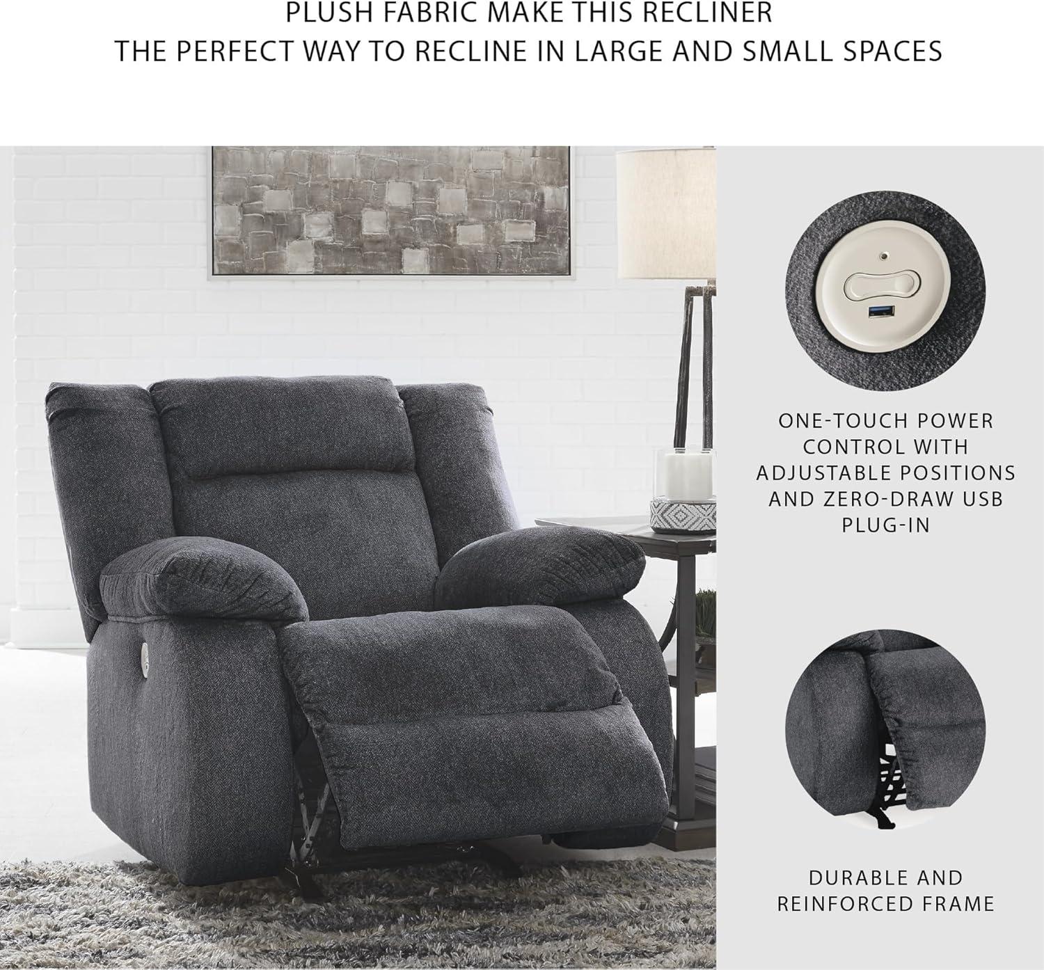 imageSignature Design by Ashley Burkner Adjustable Power Rocker Recliner with USB Charging GrayDark GrayBlue