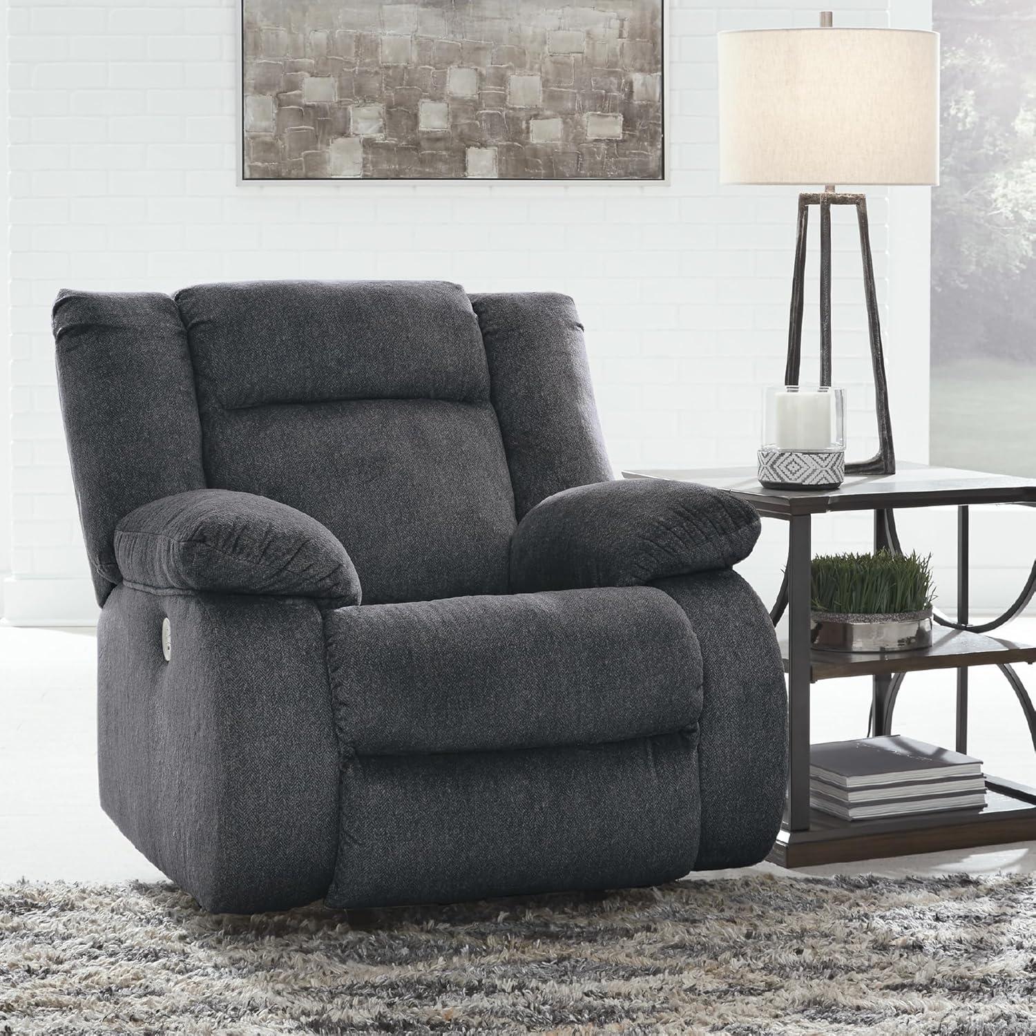 imageSignature Design by Ashley Burkner Adjustable Power Rocker Recliner with USB Charging GrayDark GrayBlue