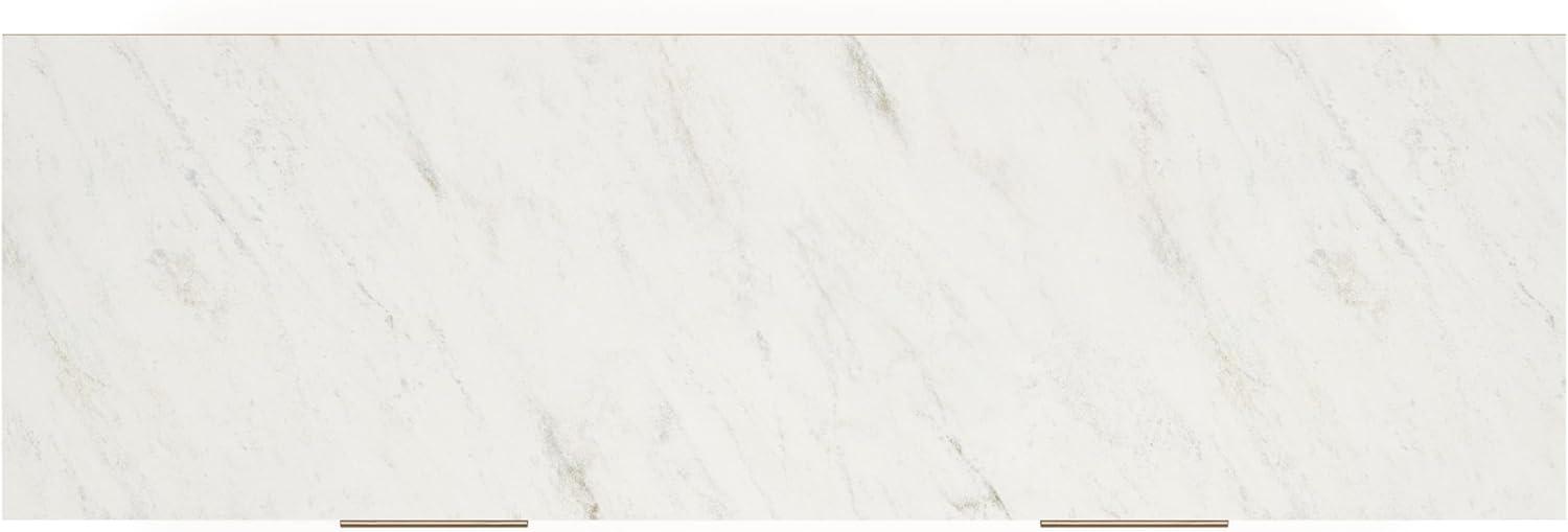 imageSignature Design by Ashley Cadmori Casual Bohemian Dresser with Post Legs and 6 Drawers Replicated Marble Top Wood 35quot High White and Light Brown FinishLight Brown White