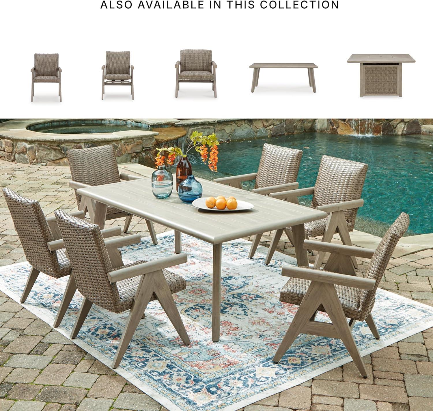 imageSignature Design by Ashley Carisbo Casual Rust Resistant Aluminum Outdoor Rocking Lounge Chair with Handwoven Resin Wicker Beige