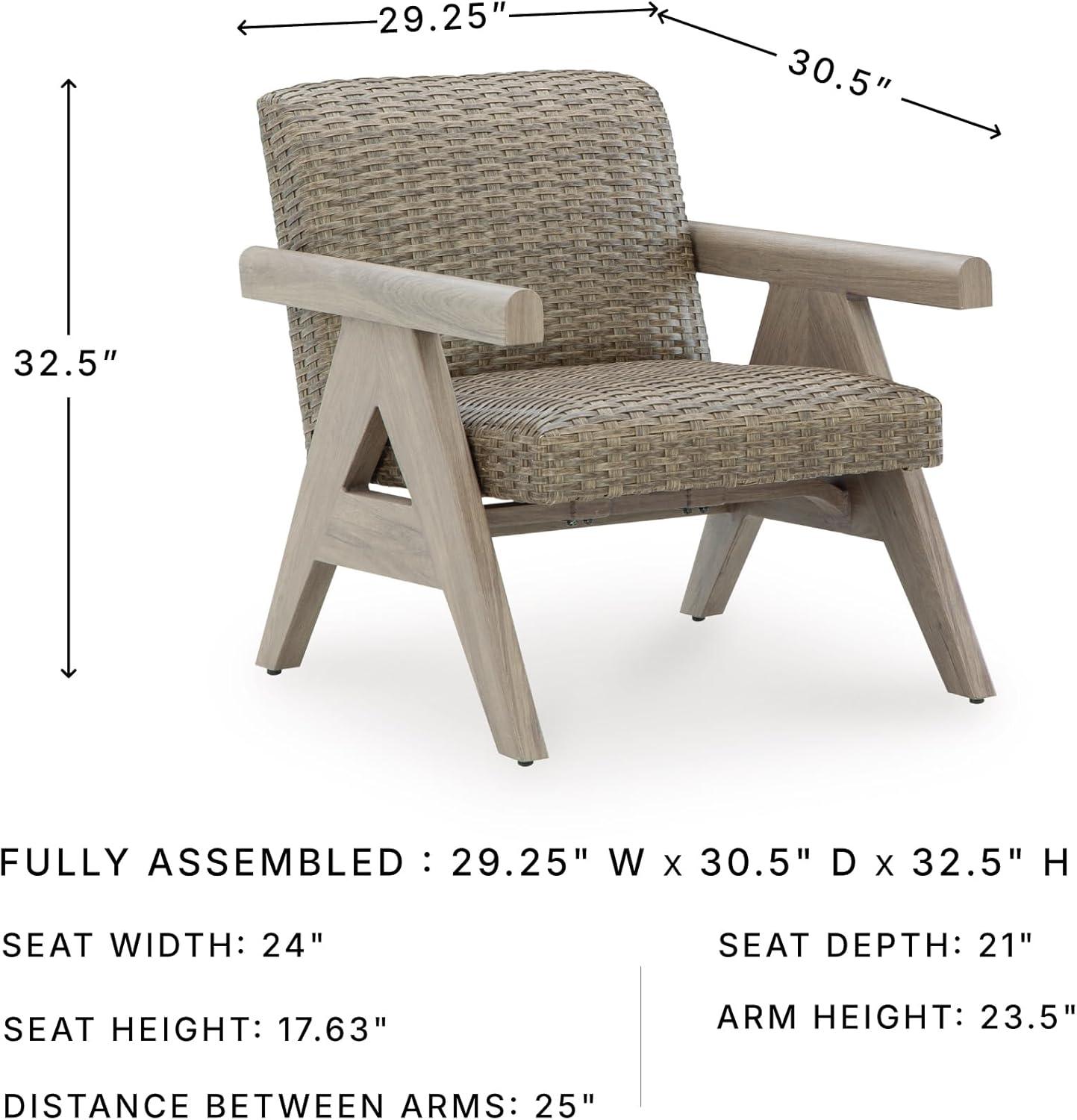 imageSignature Design by Ashley Carisbo Casual Rust Resistant Aluminum Outdoor Rocking Lounge Chair with Handwoven Resin Wicker Beige