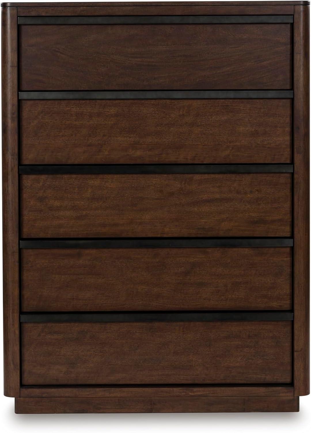 imageSignature Design by Ashley Cielden Coastal 5Drawer Chest of Drawers with Safety Stop and Textured Cane Details Light BrownBrown