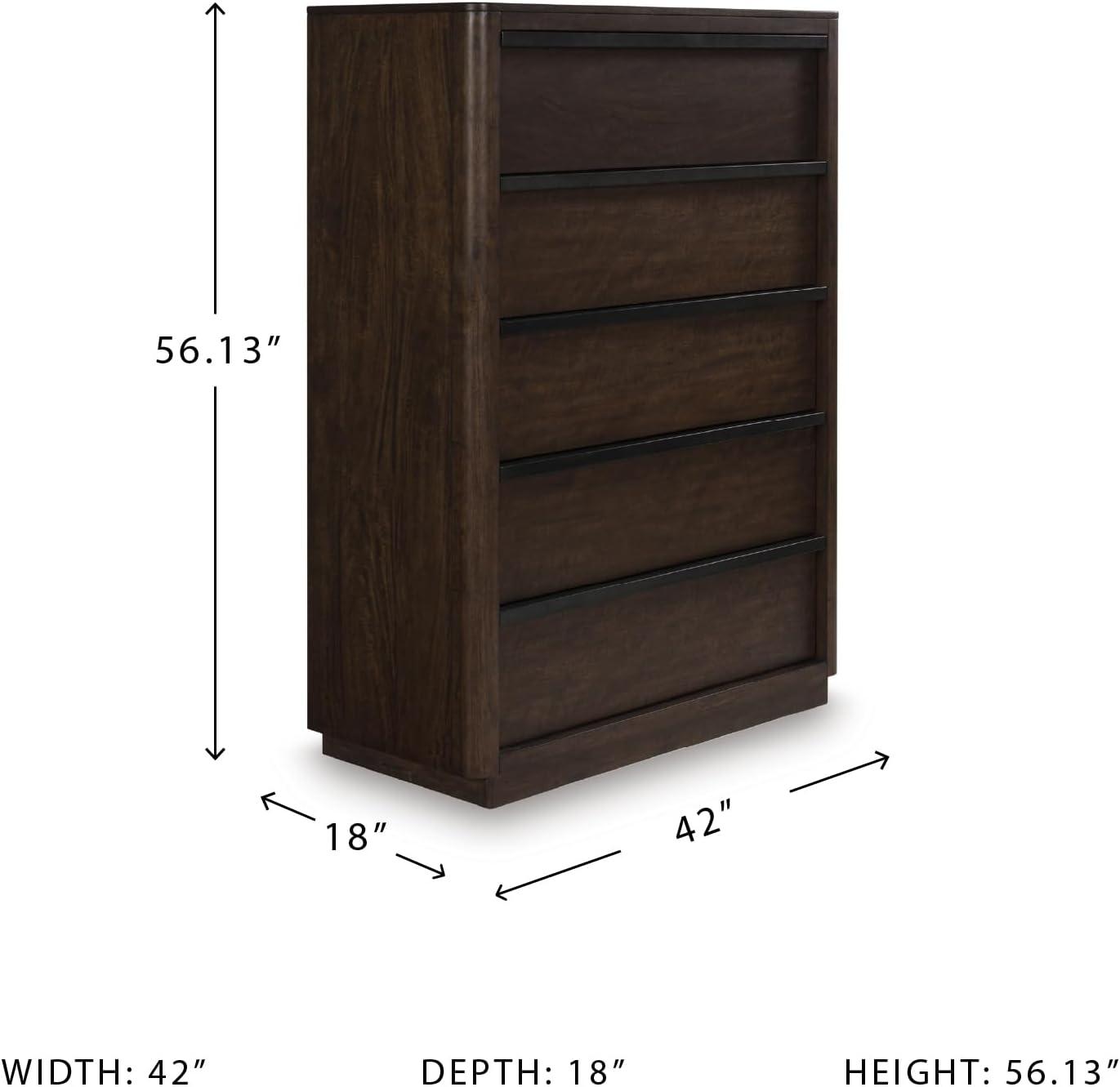 imageSignature Design by Ashley Cielden Coastal 5Drawer Chest of Drawers with Safety Stop and Textured Cane Details Light BrownBrown