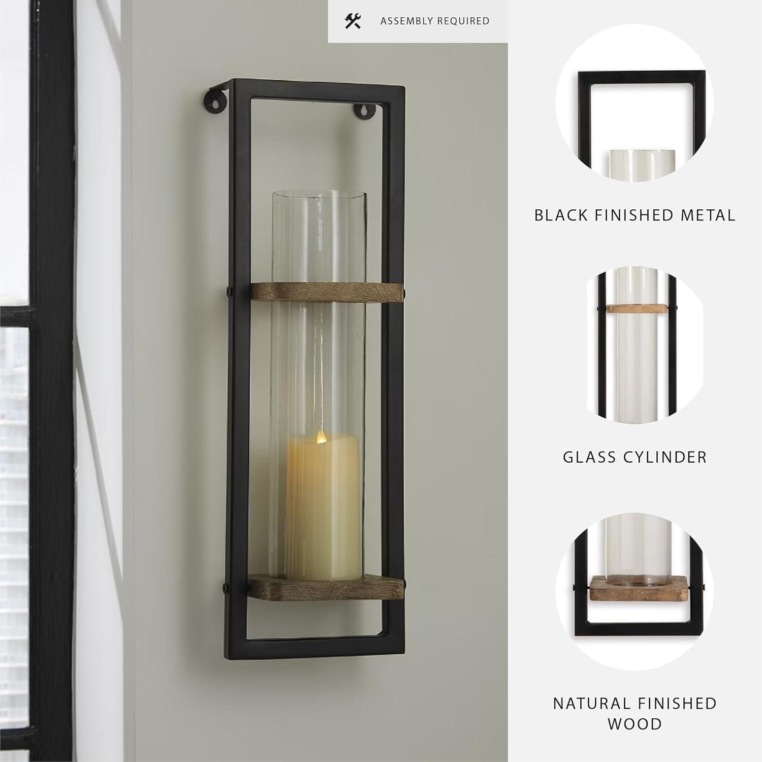 imageSignature Design by Ashley Colburn Rustic Wall Sconce with Candle Holder Black