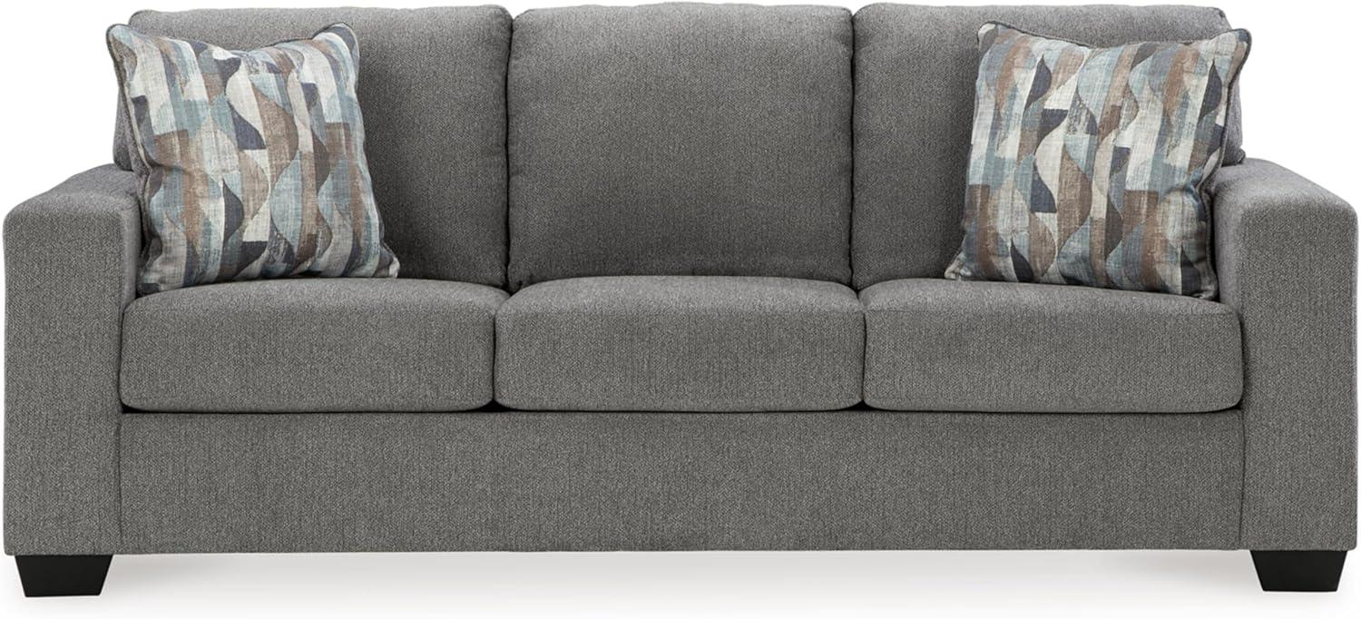 imageSignature Design by Ashley Deltona Casual 2in1 Sofa Sleeper with Folding Gel Memory Foam Mattress Queen GrayGrey