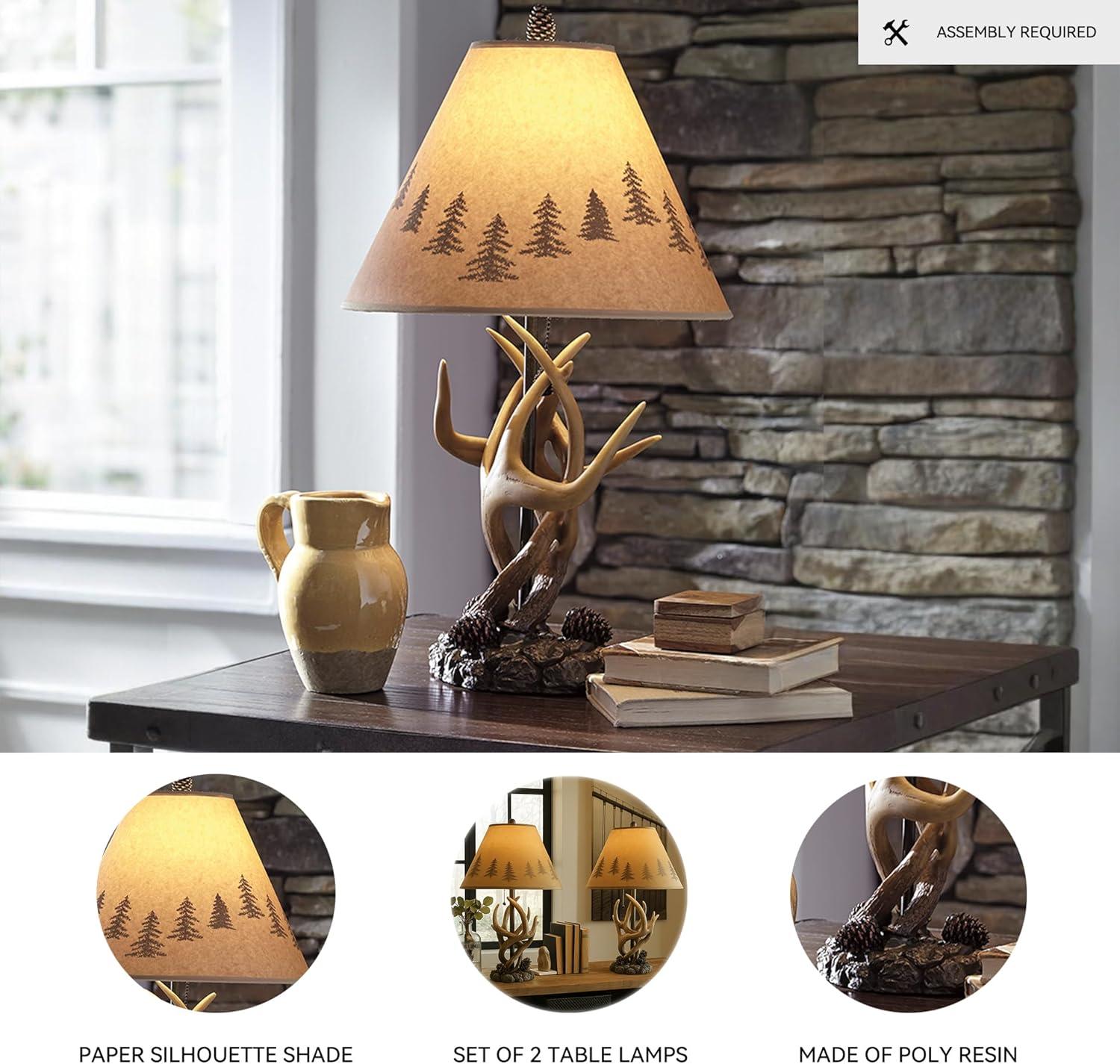imageSignature Design by Ashley Derek Rustic Cabin Antler Lamp Set 2 Count Brown