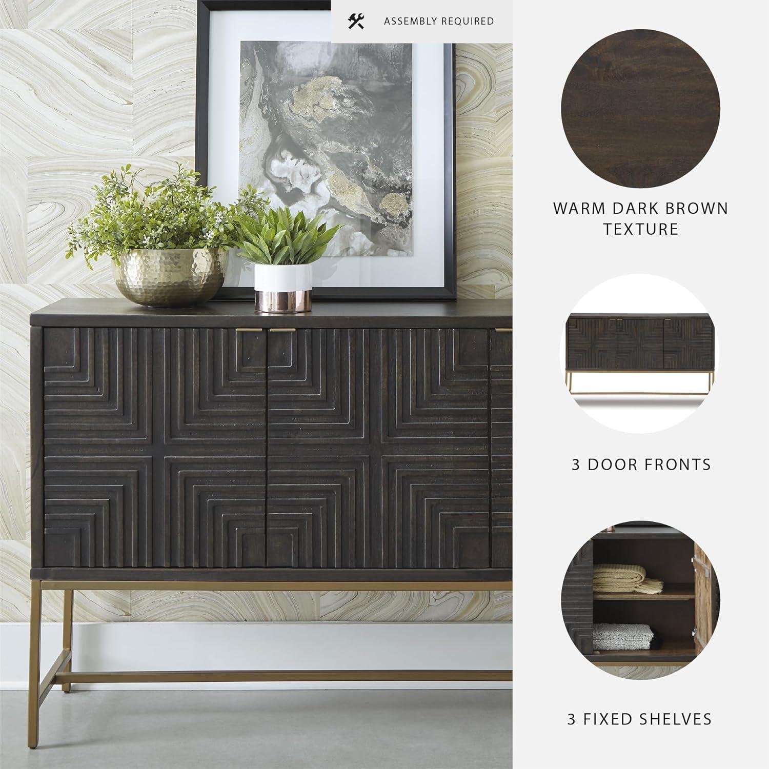 imageSignature Design by Ashley Elinmore MidCentury Modern Accent Cabinet Brown ampamp Gold