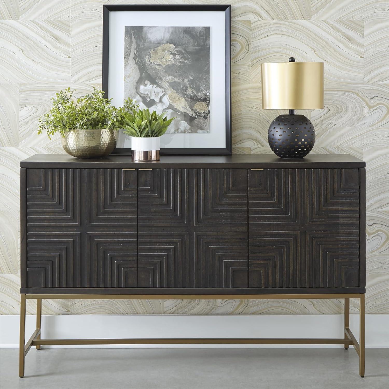 imageSignature Design by Ashley Elinmore MidCentury Modern Accent Cabinet Brown ampamp Gold