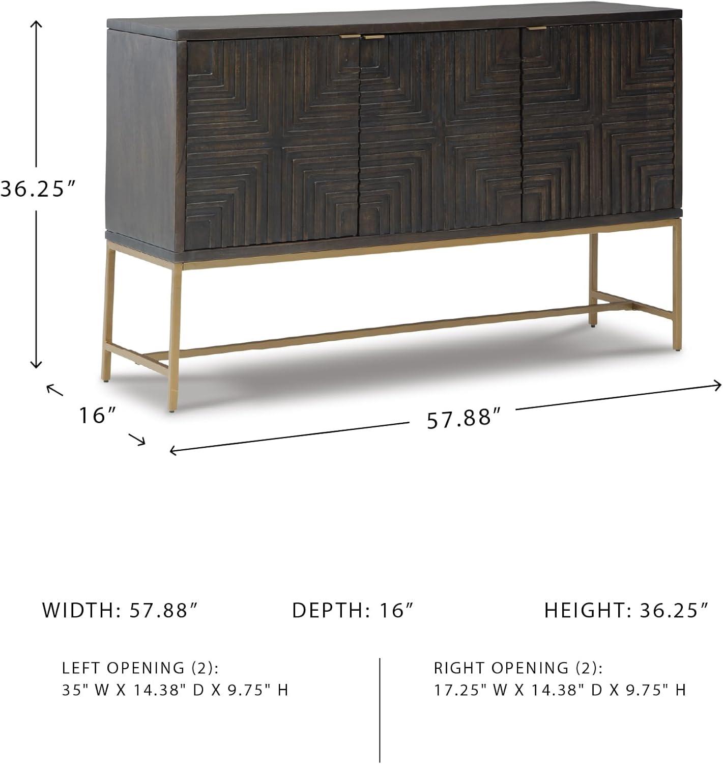 imageSignature Design by Ashley Elinmore MidCentury Modern Accent Cabinet Brown ampamp Gold