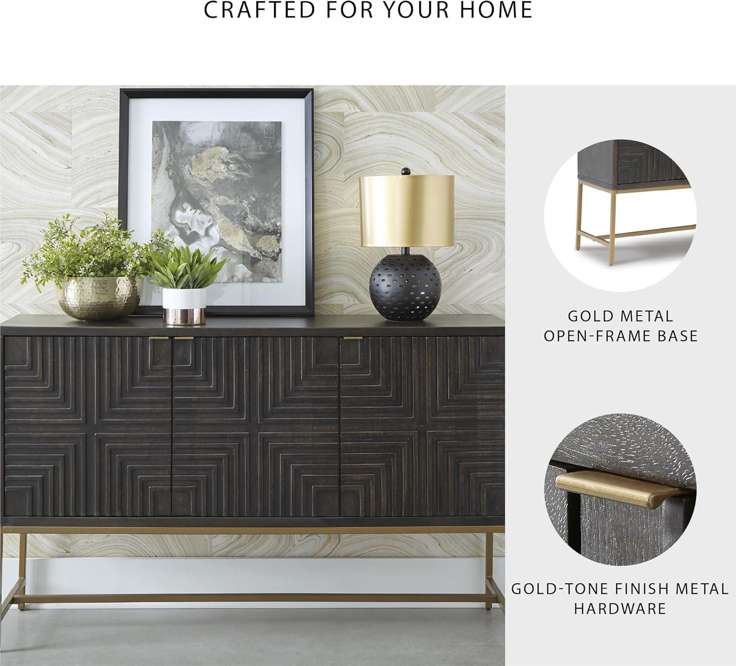 imageSignature Design by Ashley Elinmore MidCentury Modern Accent Cabinet Brown ampamp Gold