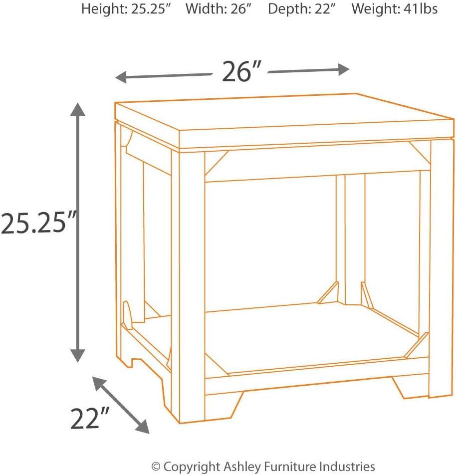 imageSignature Design by Ashley Fregine Farmhouse Square End Table with Floor Shelf Weathered White FinishRustic Brown