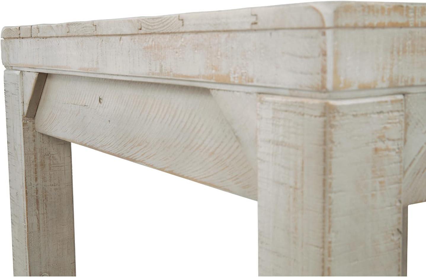 imageSignature Design by Ashley Fregine Farmhouse Square End Table with Floor Shelf Weathered White FinishWhitewash