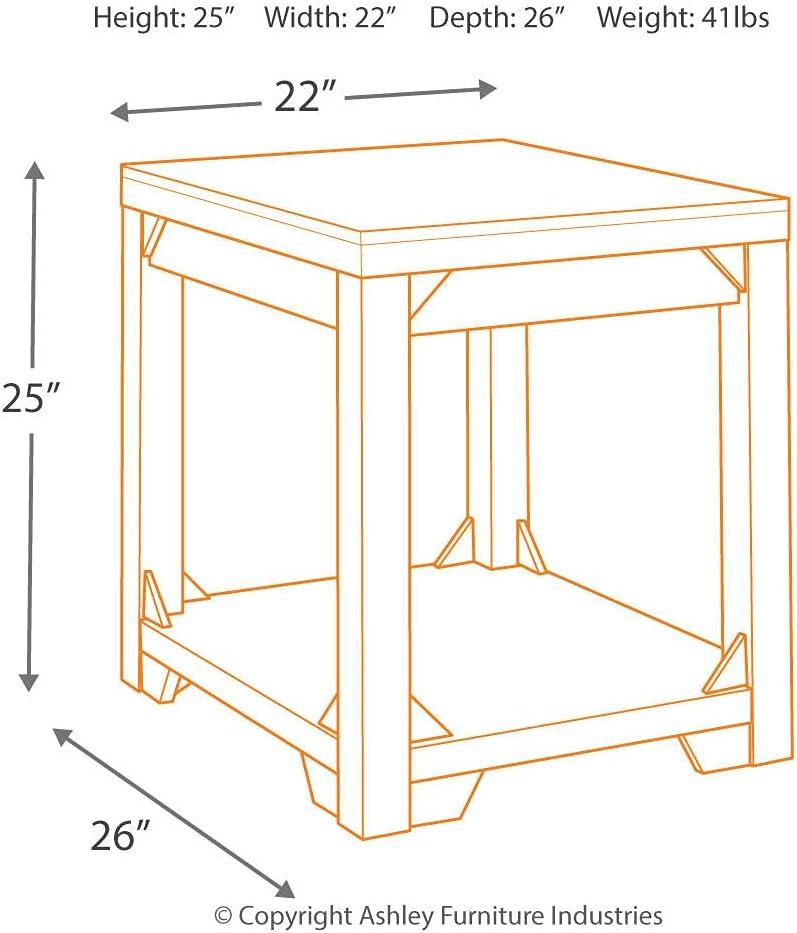imageSignature Design by Ashley Fregine Farmhouse Square End Table with Floor Shelf Weathered White FinishWhitewash
