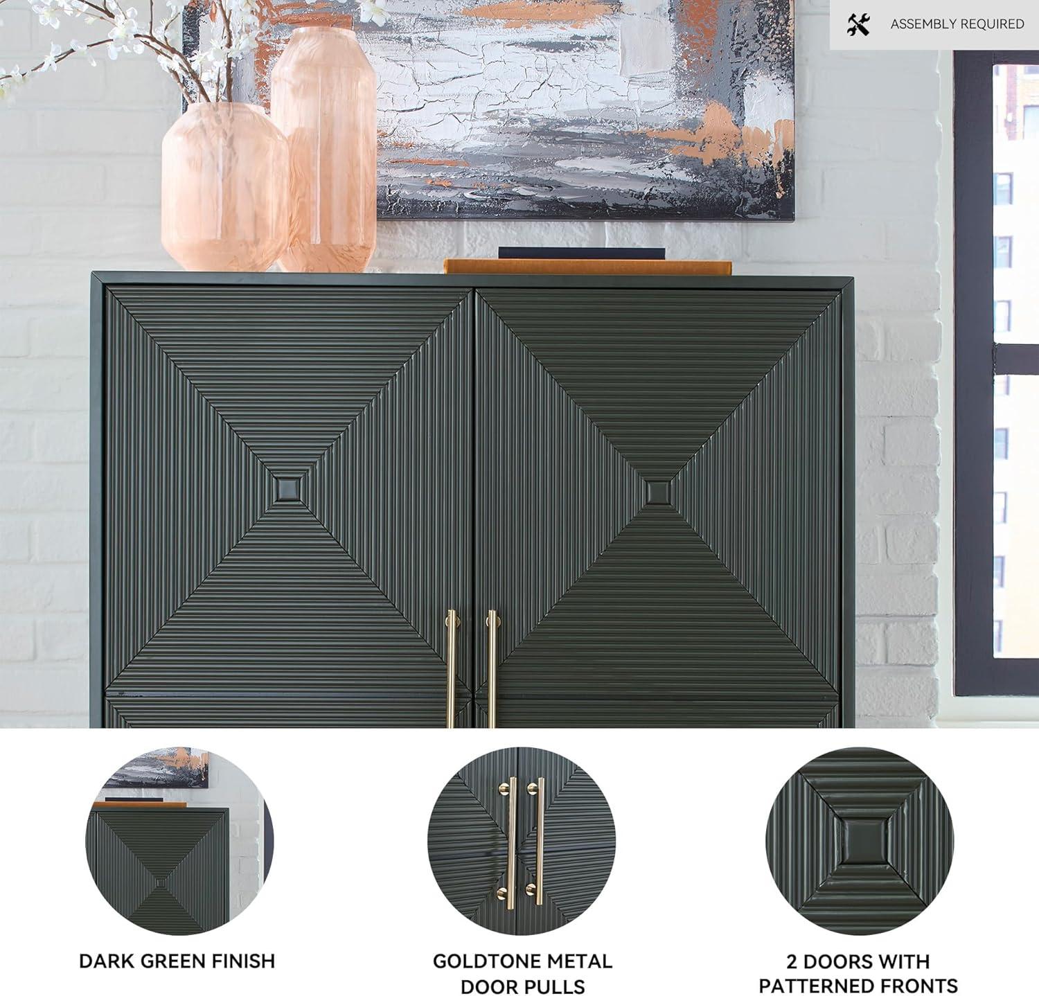 imageSignature Design by Ashley Geirwood Contemporary Accent Cabinet with Shelf and Geometric Pattern Green