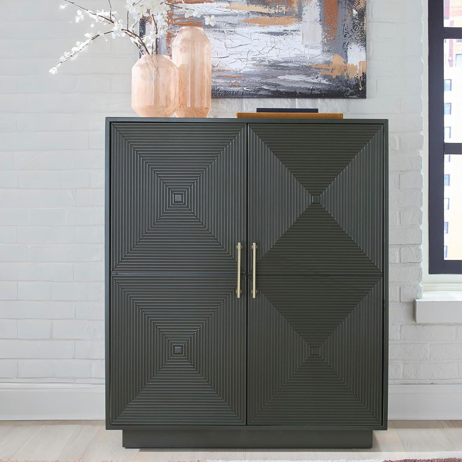 imageSignature Design by Ashley Geirwood Contemporary Accent Cabinet with Shelf and Geometric Pattern Green