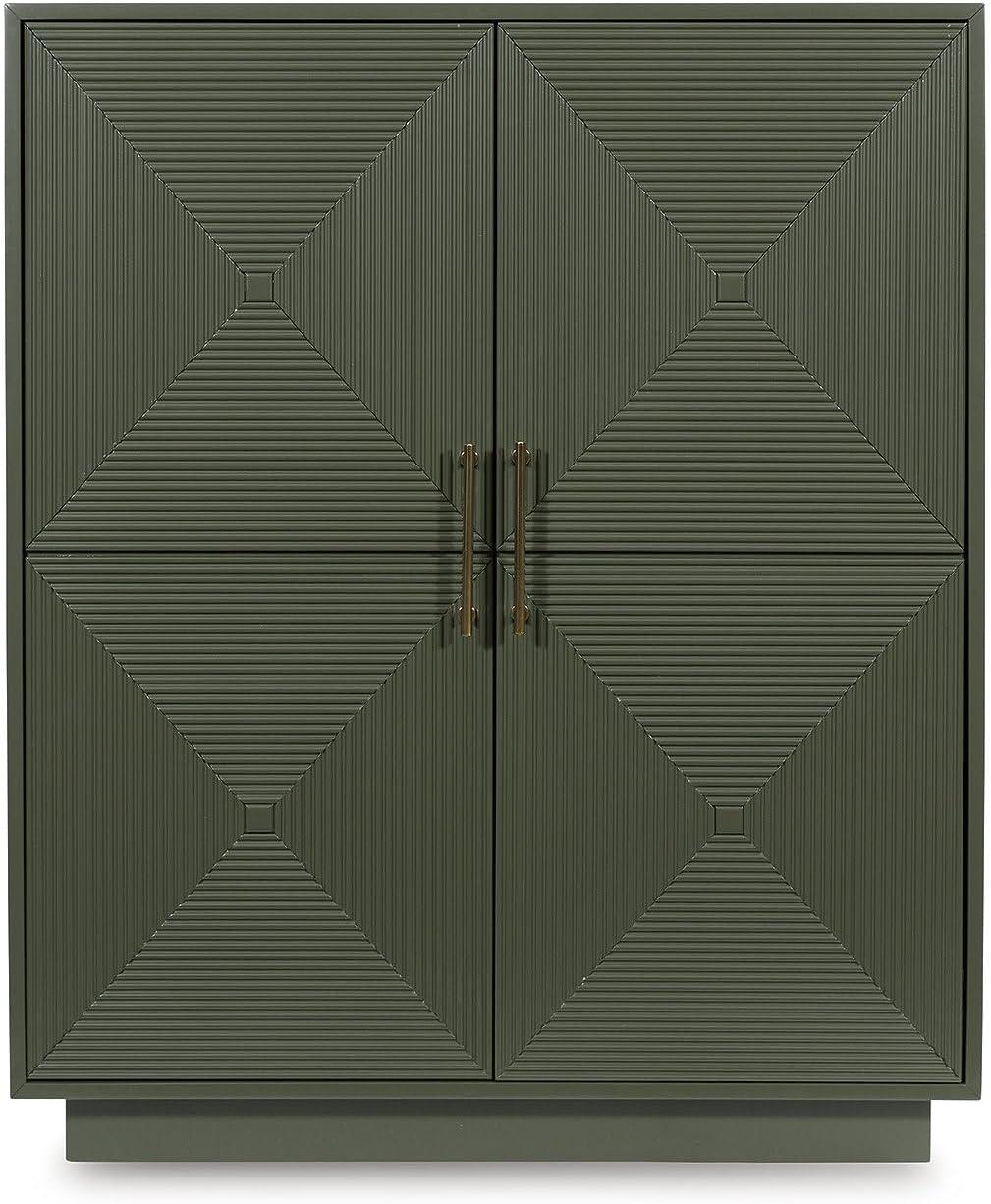 imageSignature Design by Ashley Geirwood Contemporary Accent Cabinet with Shelf and Geometric Pattern Green