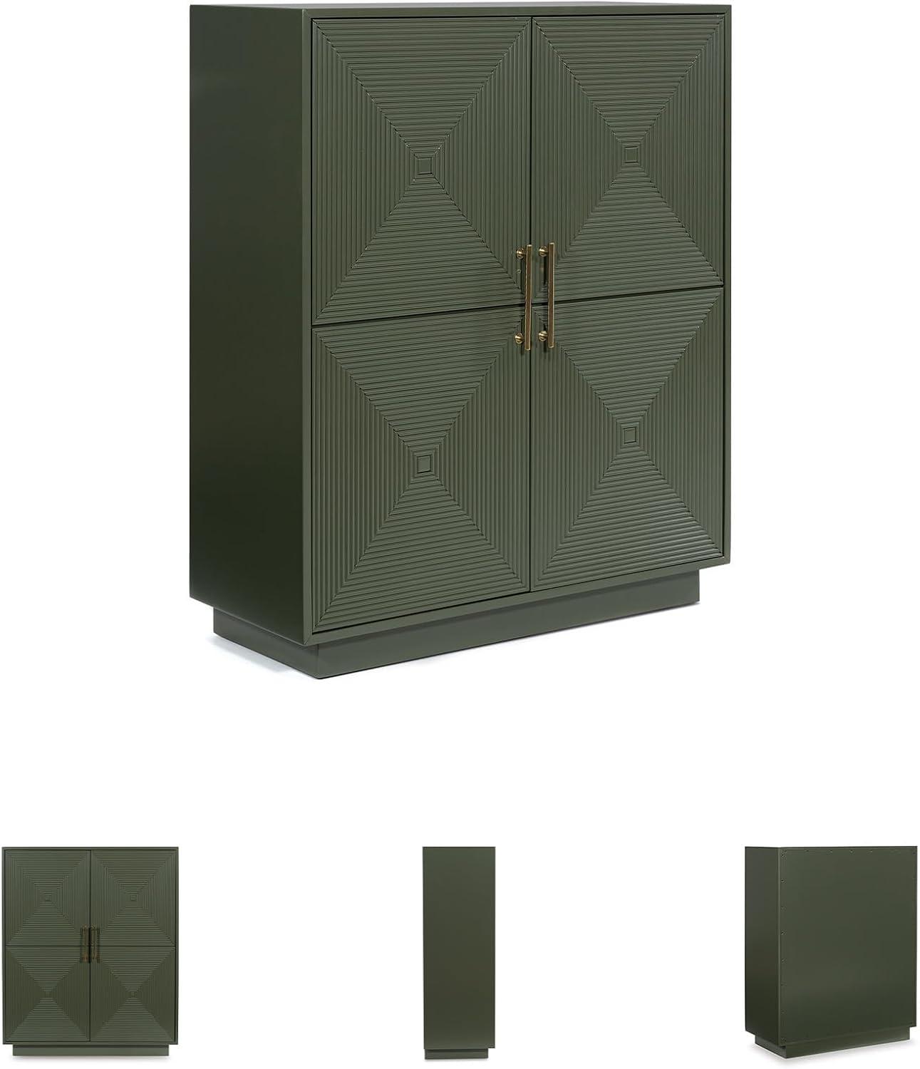 imageSignature Design by Ashley Geirwood Contemporary Accent Cabinet with Shelf and Geometric Pattern Green