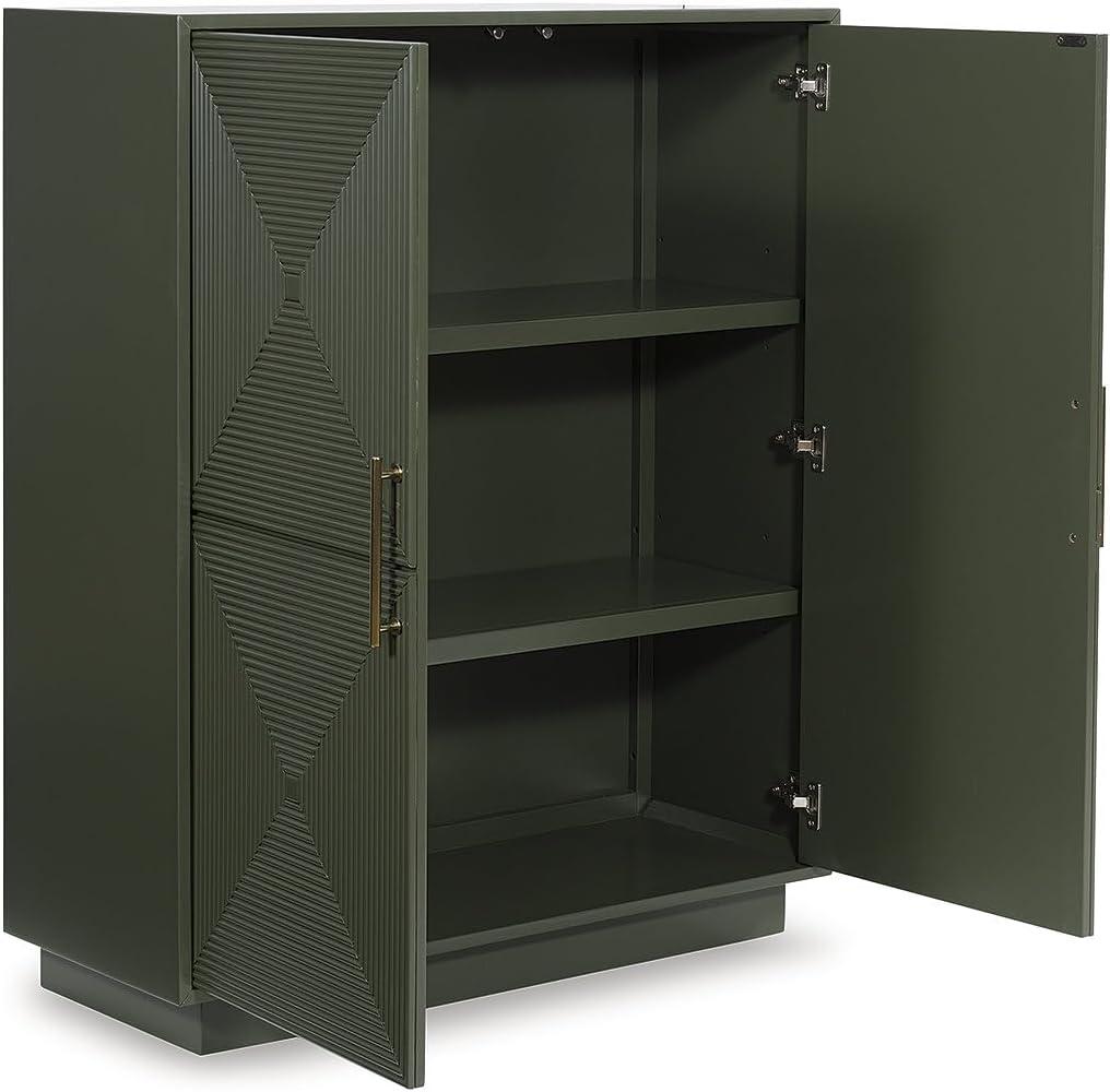 imageSignature Design by Ashley Geirwood Contemporary Accent Cabinet with Shelf and Geometric Pattern Green