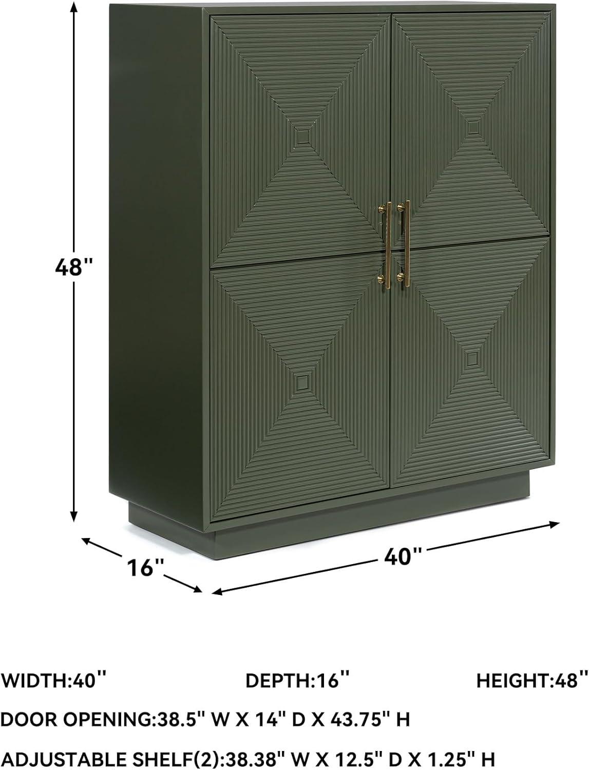 imageSignature Design by Ashley Geirwood Contemporary Accent Cabinet with Shelf and Geometric Pattern Green