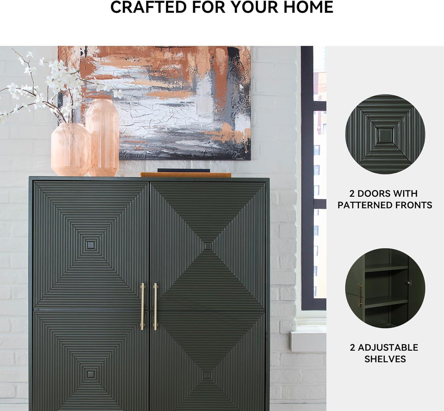 imageSignature Design by Ashley Geirwood Contemporary Accent Cabinet with Shelf and Geometric Pattern Green